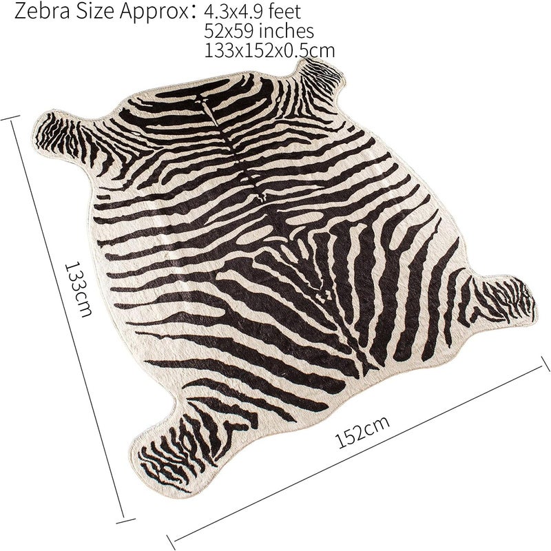 townssilk Area Rug Faux Zebra Print Rug 4.3x4.7 Feet Rug/Mat/Carpets for Home - Image 2